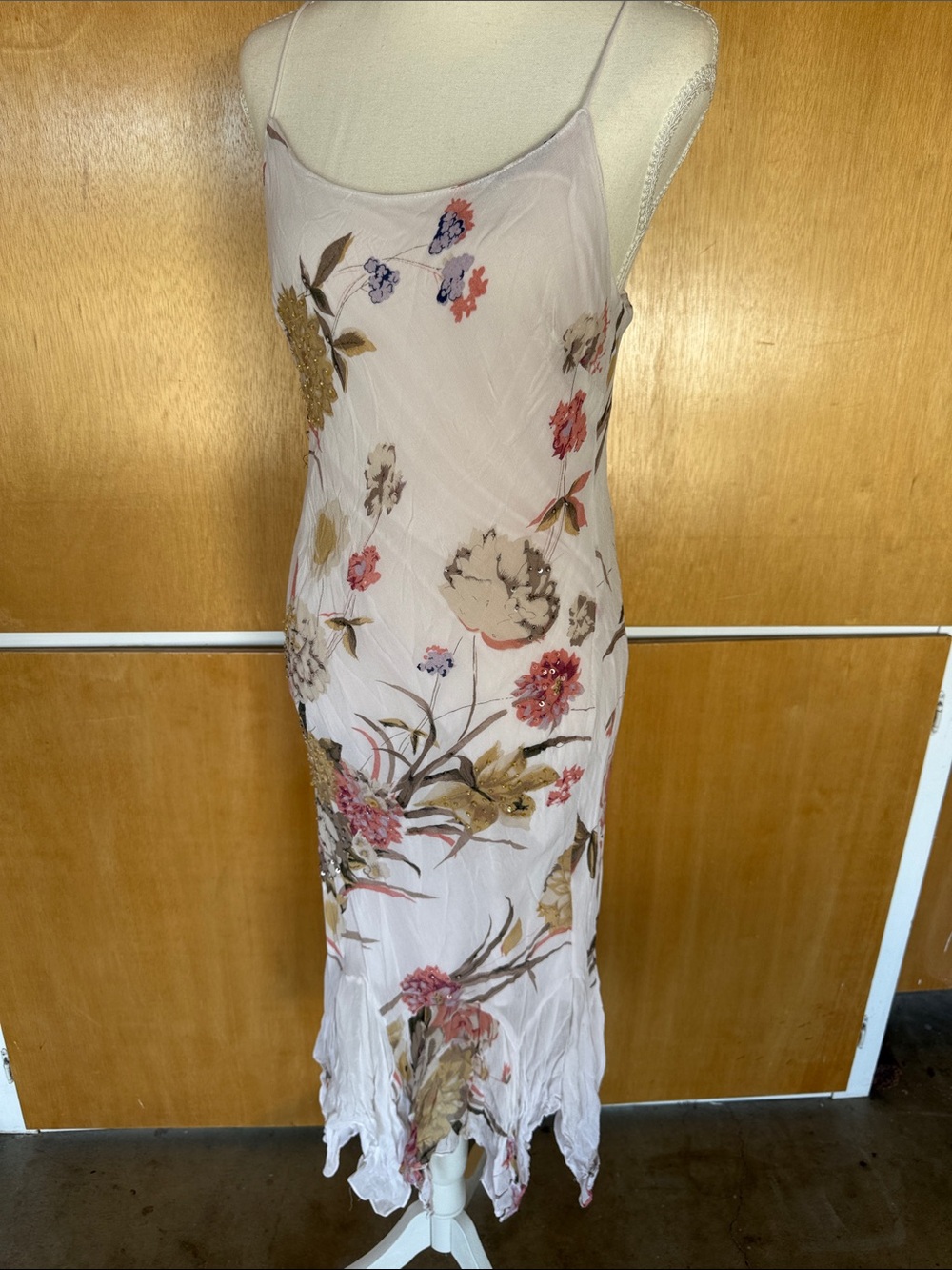 Floral Slip beaded Maxi Dress set in Blush Pink